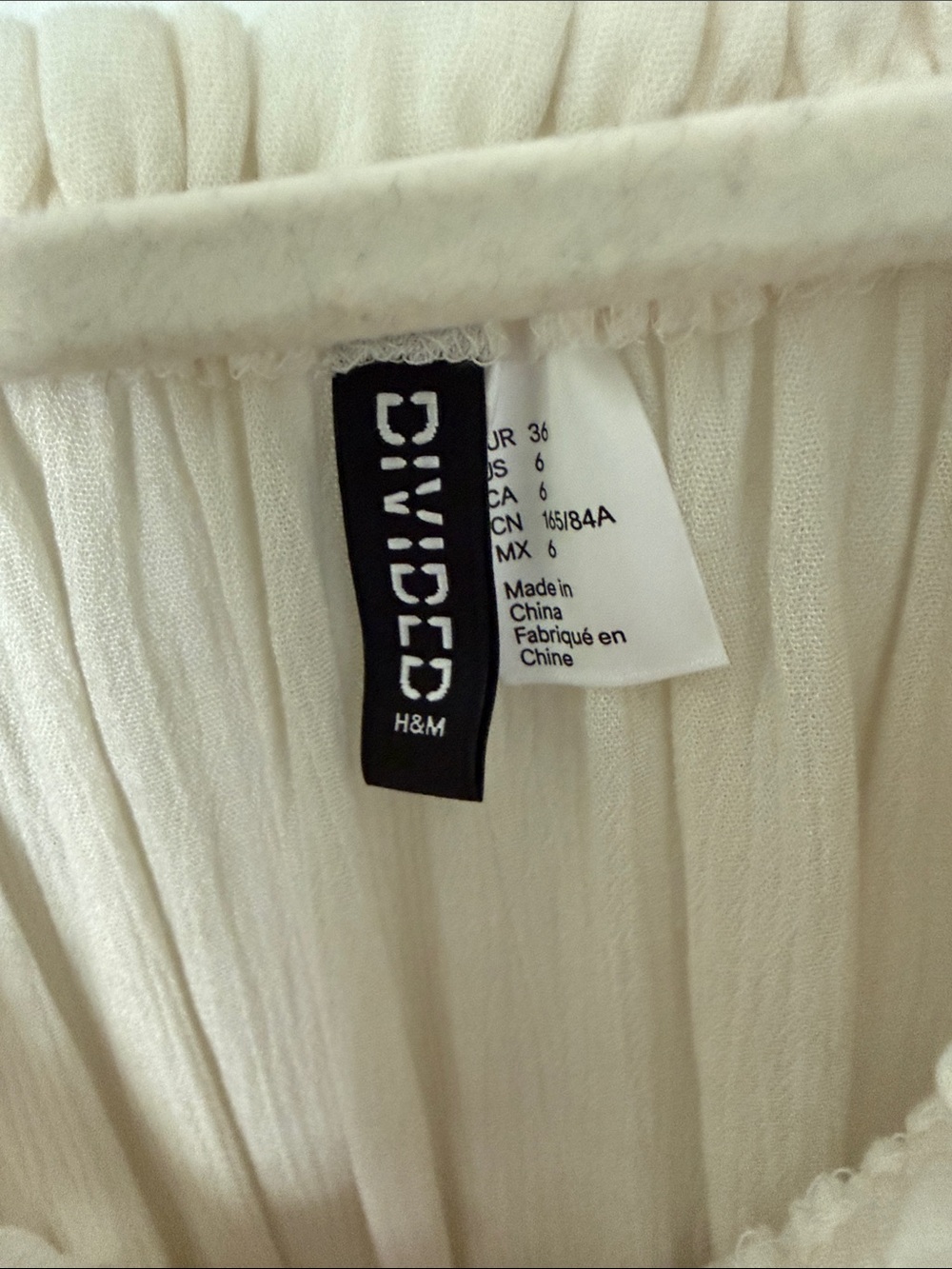 H&M Cream Long-Sleeve Peasant Top with Lace Inset - Picture 3 of 4